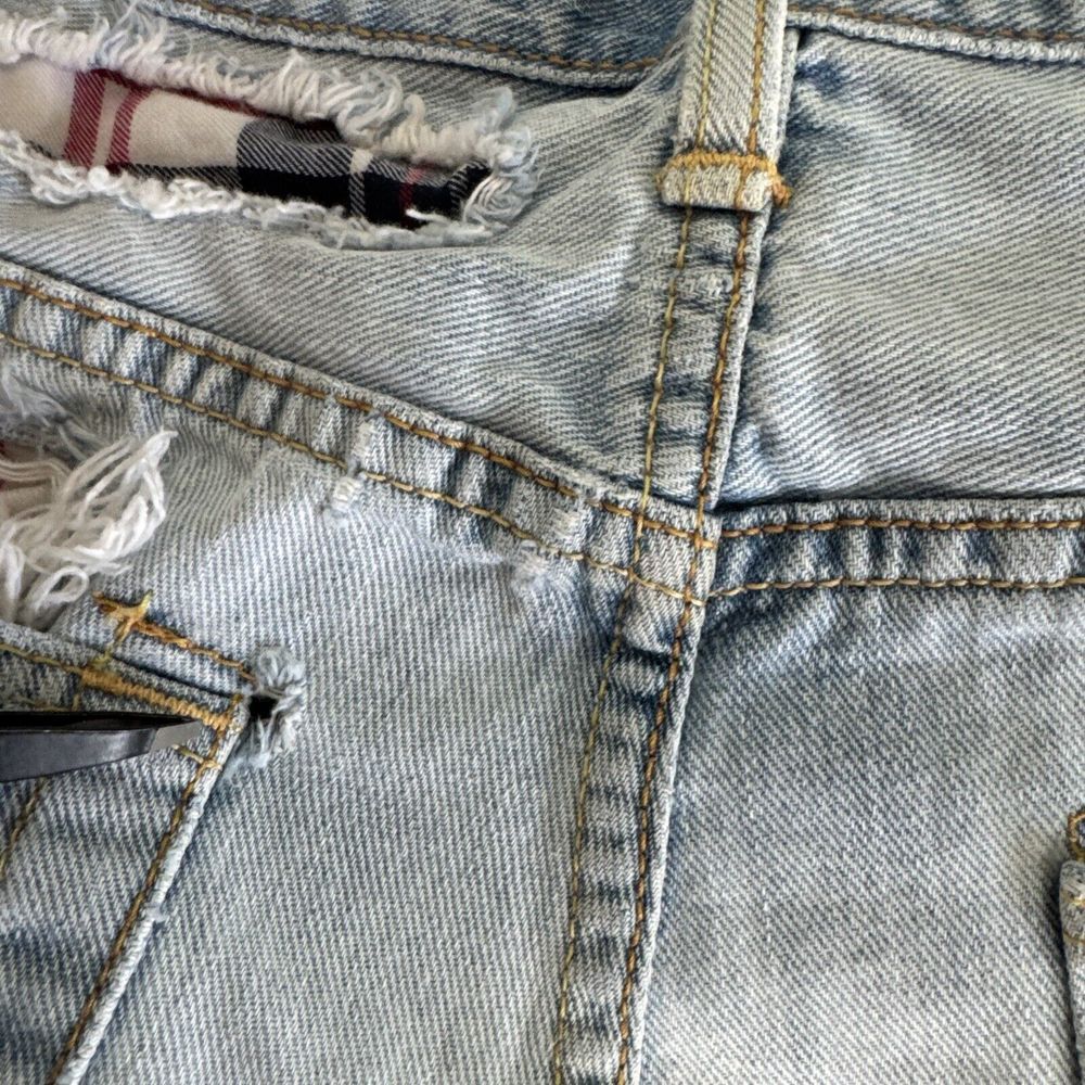 American Eagle‎ Jeans Mens Sz 34x34 (33x32) Low Loose Distressed Thrashed Grunge - Picture 12 of 13